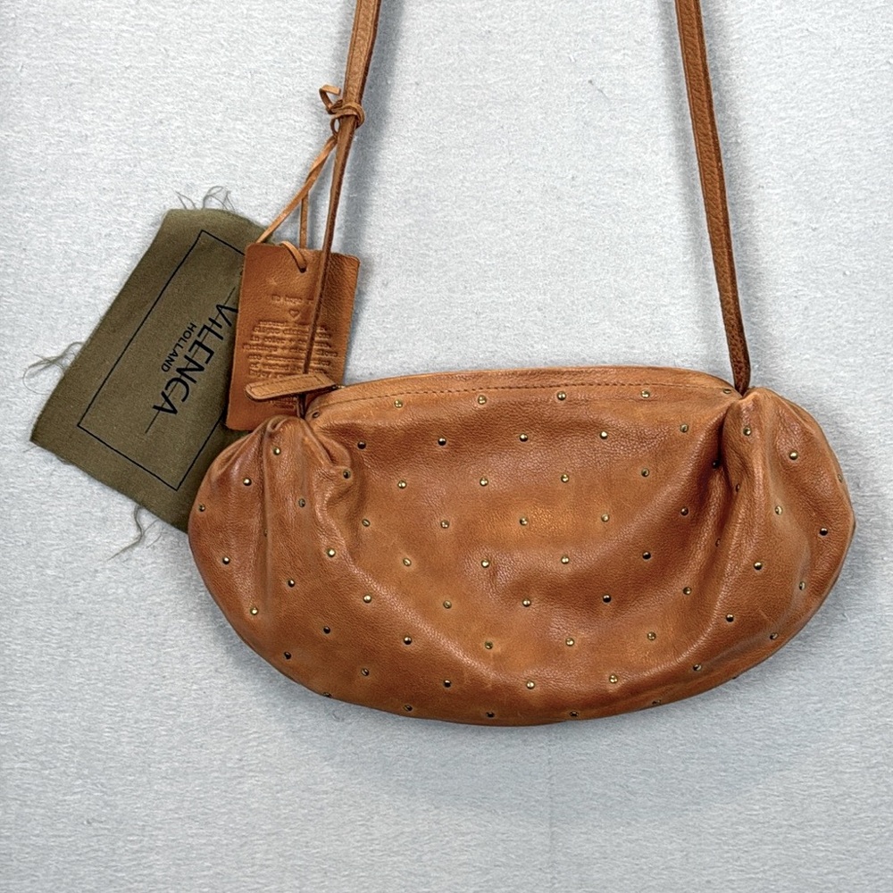 VILENCA - NWT woman’s Tan genuine Leather studded Crossbody Bag
